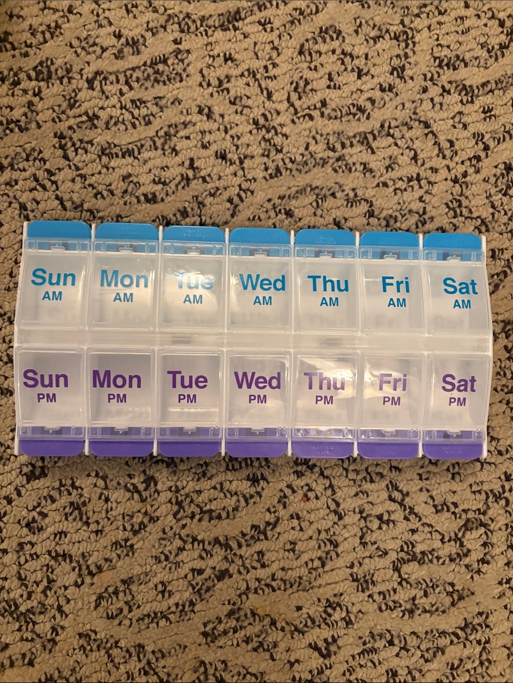 Weekly 14-Compartment AM/PM Pill Organizer - Blue & Purple